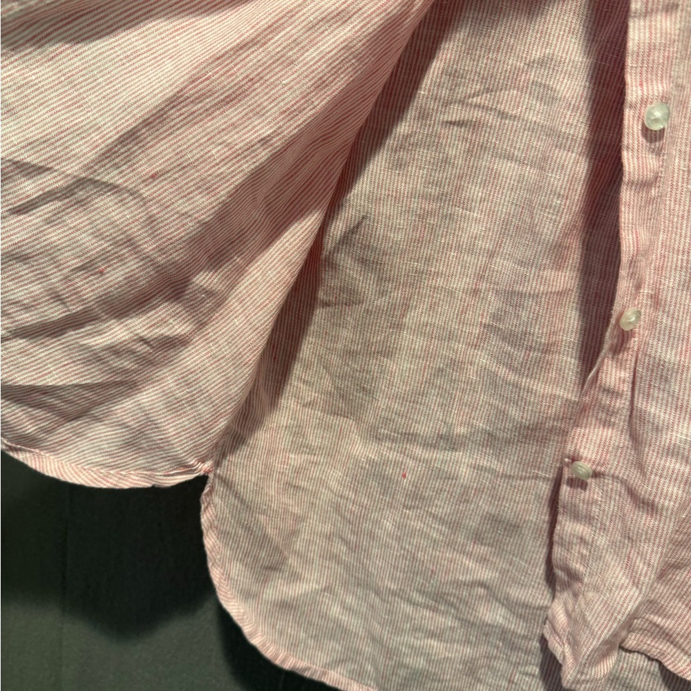 Barbour Light Pink Linen Button-Down Shirt - Picture 3 of 5